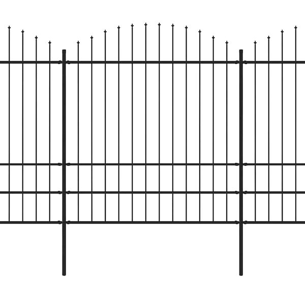 vidaXL Градинска ограда с връх тип копие, стомана, 359x200 см, черна