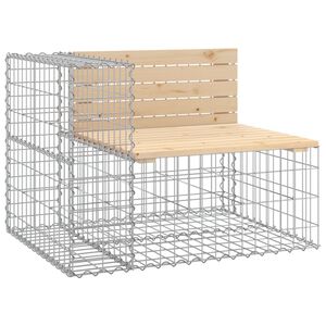vidaXL Градинска пейка габионен дизайн 92x71x65,5 см бор масив