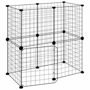 vidaXL Клетка за животни с врата, 12 панела, черна, 70x35x70 см, стомана