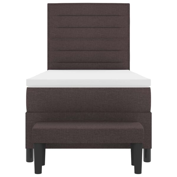 vidaXL Легло с пружинирана основа Тъмен кафяв 90 x 190 cm текстил