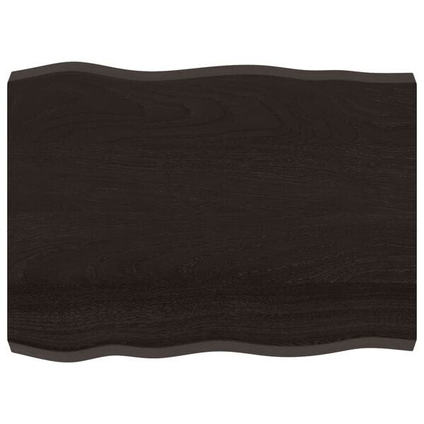 vidaXL Плот за маса тъмнокафяв 80x60x(2-6) см обработен масивен дъб