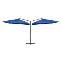vidaXL Двоен чадър със стоманен прът, 250x250 см, лазурносин