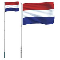 vidaXL Флаг на Нидерландия и стълб 5,55 м алуминий