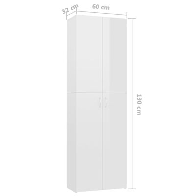 vidaXL Офис шкаф, бяло със силен гланц, 60x32x190 см, ПДЧ