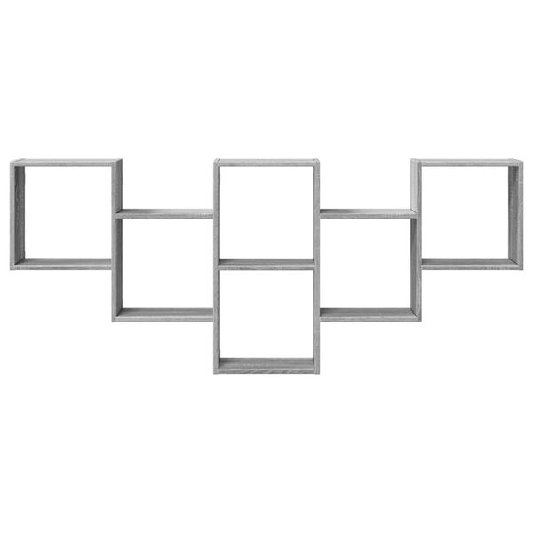 vidaXL Стенен рафт, сив сонома, 159x18x66 см, инженерно дърво