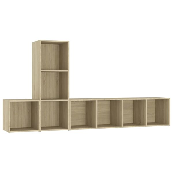 vidaXL Комплект ТВ шкафове от 3 части, дъб сонома, ПДЧ