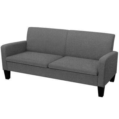 vidaXL 3-местен диван, 180х65х76 см, тъмносив