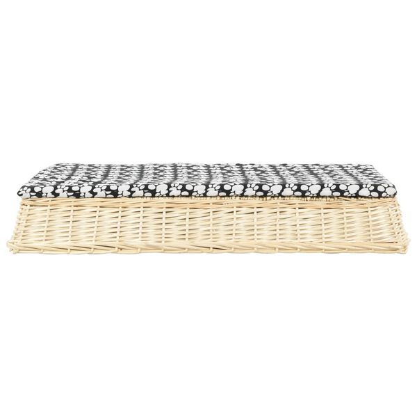 vidaXL Легло за кучета с възглавница 110x75x15 см върба плоско