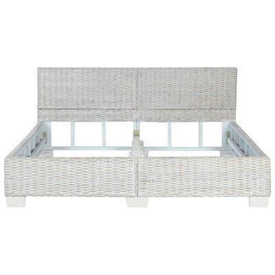 vidaXL Рамка за легло, сива, естествен ратан, 160x200 cм