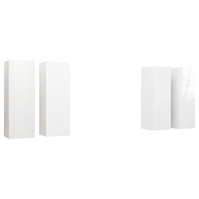 vidaXL ТВ шкафове, 4 бр, бял гланц, 30,5x30x90 см, ПДЧ