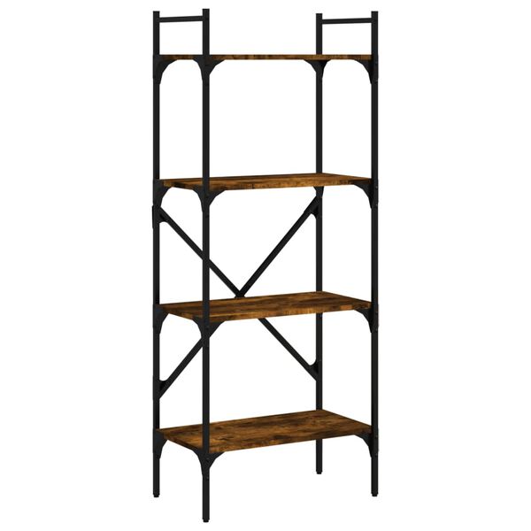 vidaXL Библиотека 4 рафта опушен дъб 56x31,5x138,5 см инженерно дърво