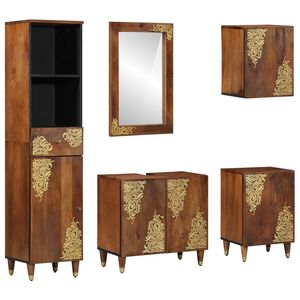 vidaXL Комплект шкафове за баня 5 бр. Меден кафяв 62 x 33 x 58 см