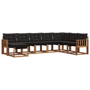 vidaXL Комплект дивани за открито 8 pcs Естествено и черно
