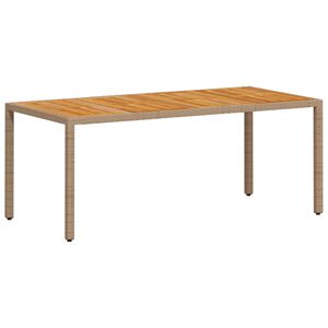vidaXL Градинска маса бежова 190x90x75 см полиратан и акациево дърво