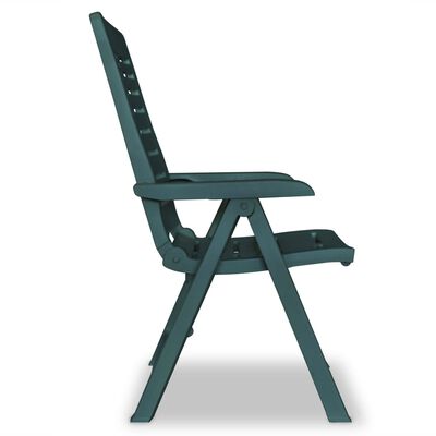 vidaXL Накланящи се градински столове, 4 бр, пластмаса, зелени