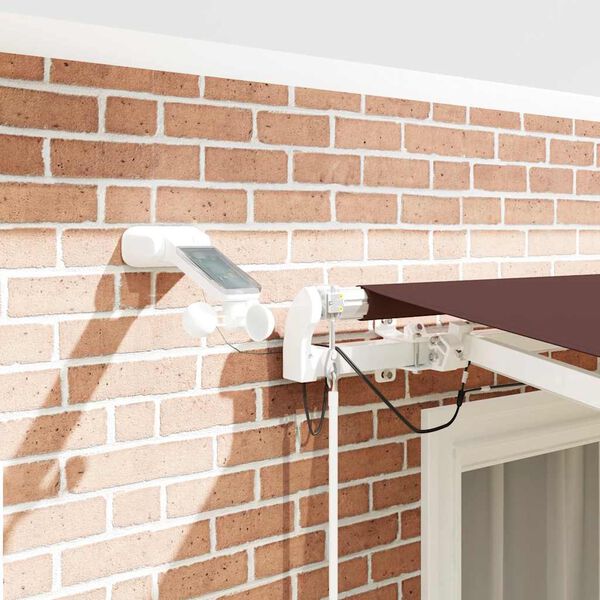 vidaXL Автоматично прибираща се тента с LED, кафяв, 300x250 см