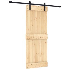 vidaXL Преплъзваща се врата Естествено и черно 80 x 210 cm