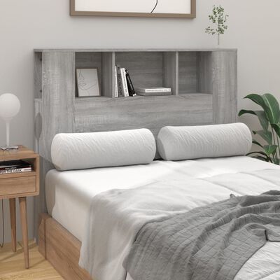 vidaXL Табла за легло тип шкаф, сив сонома, 120x18,5x102,5 см