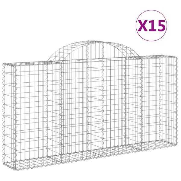 vidaXL Габионни кошници арка 15 бр 200x30x100/120см поцинковано желязо