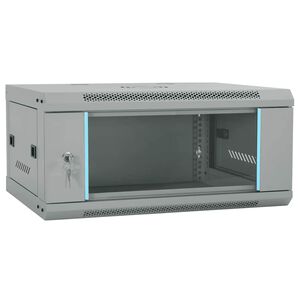 vidaXL Мрежов кабинет със съхранение Сив 60 x 35 x 28 см Стомана