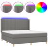 vidaXL Боксспринг легло с матрак и LED, тъмносиво, 180x200 см, плат