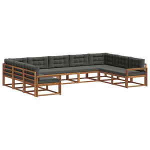 vidaXL Комплект дивани за открито 9 pcs Натурален и Антрацит