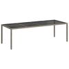 vidaXL Градинска маса сива 250x100x75 см закалено стъкло и полиратан