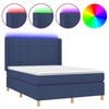 vidaXL Боксспринг легло с матрак и LED, синьо, 140x200 см, плат