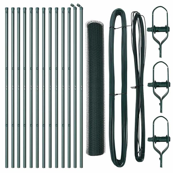 vidaXL Стълб за ограда. Зелен 25 x 1 м (25 мм мрежа) Стомана