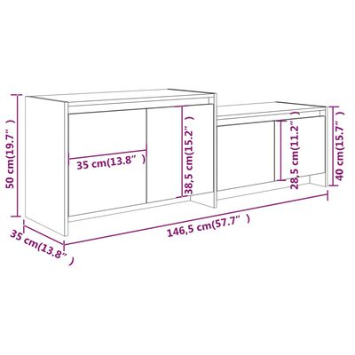 vidaXL ТВ шкаф, сив сонома, 146,5x35x50 см, ПДЧ