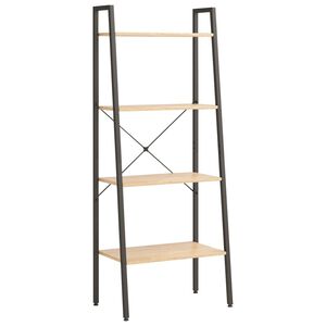 vidaXL Стояща етажерка с 4 рафта светлокафяво и черно 56x35x140 см
