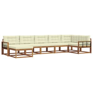 vidaXL Комплект дивани за открито 7 pcs Натурален и Крема