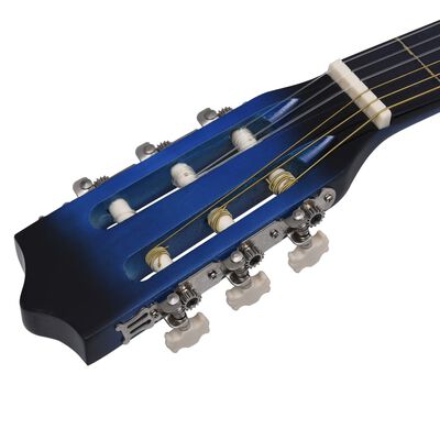 vidaXL Комплект уестърн китара с еквалайзер и 6 струни, 12 части, син