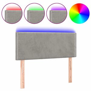 vidaXL LED горна табла за легло, светлосива, 80x5x78/88 см, кадифе