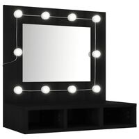 vidaXL Огледален шкаф с LED, черен, 60x31,5x62 см