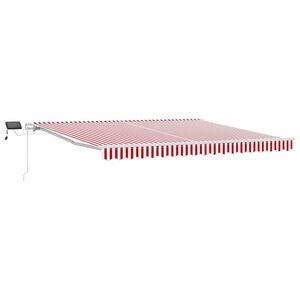 vidaXL Прибираща се тента Червено и бяло 400 &times; 300 cm Тъкан и алуминий