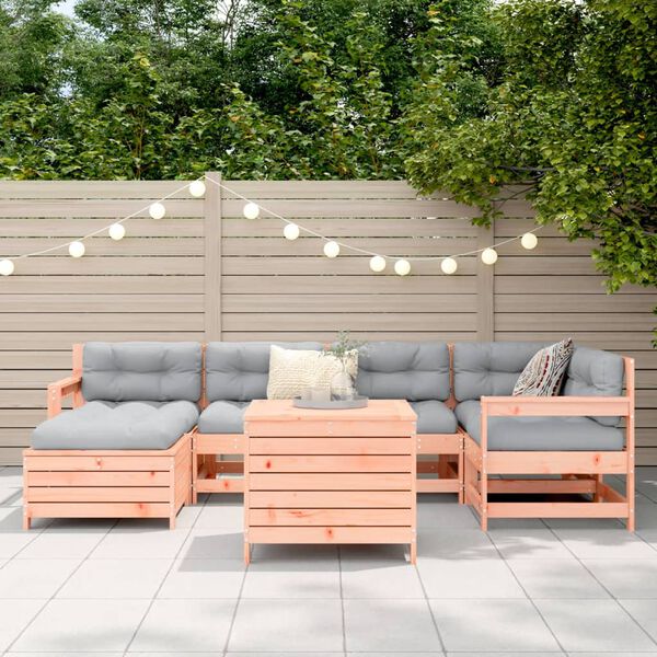 vidaXL Градински комплект диван от 7 части, дугласка ела масив