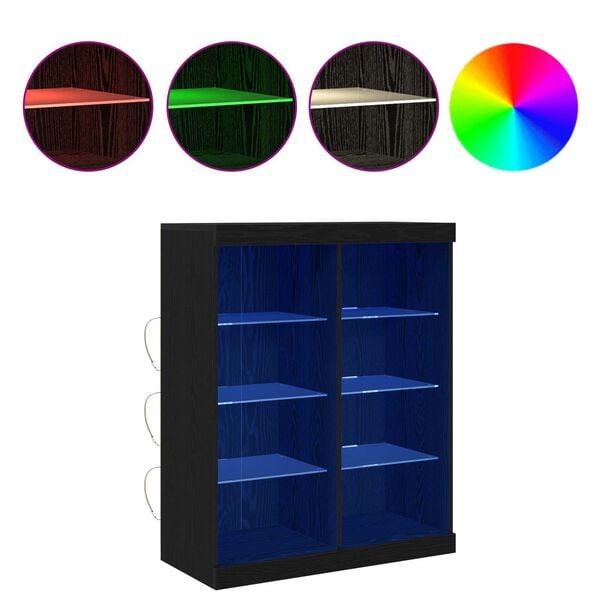 vidaXL LED конзолна маса Черния дъб 41 x 37 x 100 см Инженерно дърво