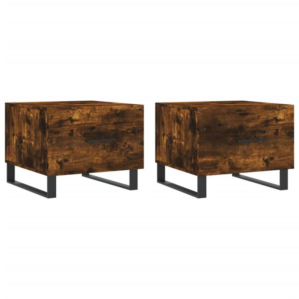 vidaXL Кафе маси, 2 бр, опушен дъб, 50x50x40 см, инженерно дърво