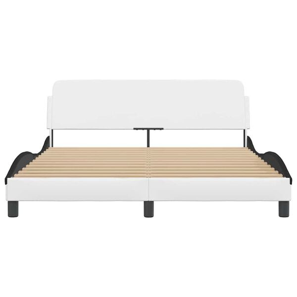 vidaXL Рамка за легло Dover, бяла, черна, 160x200см, изкуствена кожа