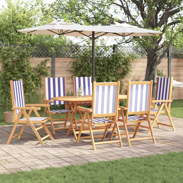 vidaXL Комплект за хранене в градината 7 pcs Синьо и бяло