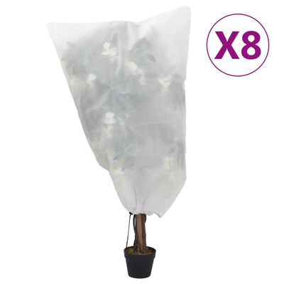 vidaXL Покривала за растения с шнур, 8 бр, 70 г/м², 0,8x0,8 м