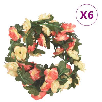vidaXL Гирлянди от изкуствени цветя 6 бр роза и шампанско 240 см