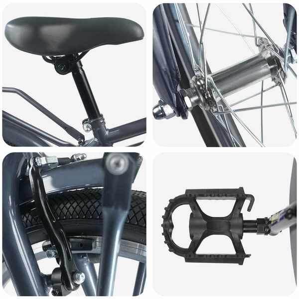 vidaXL Детски Велосипед 18 инча за 5-7 години Тъмен сив