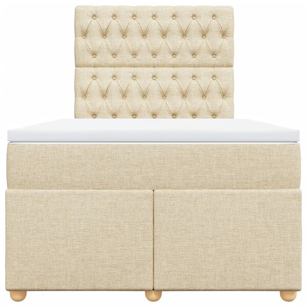 vidaXL Боксспринг легло с матрак, кремаво, 120x190 см, плат