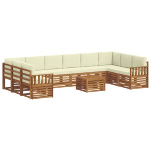 vidaXL Комплект дивани за открито 11 pcs Натурален и Крема