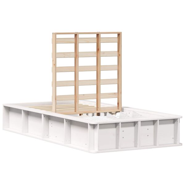 vidaXL Рамка за легло Бяло 80 x 200 cm Солидно борово дърво