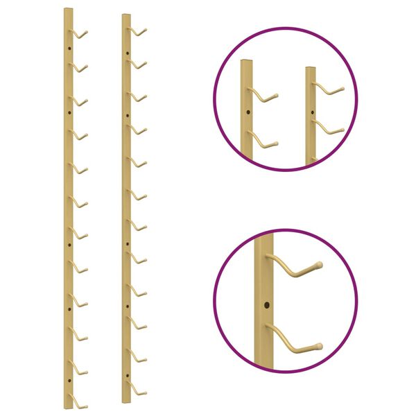 vidaXL Стойка за вино за 12 бутилки, стенен монтаж, златиста, желязо