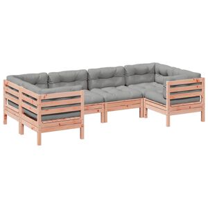 vidaXL Градински комплект с възглавници, 6 части, дугласка ела масив