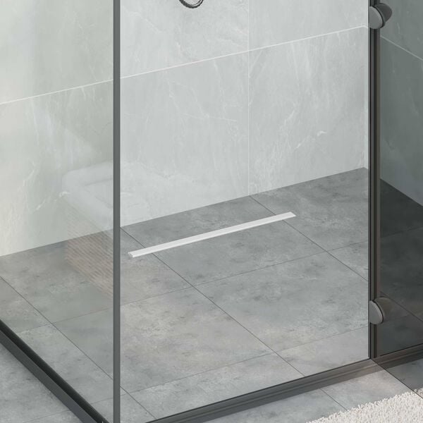 vidaXL 360&deg; Душов отвод с тънък модел Сребрист 50 cm